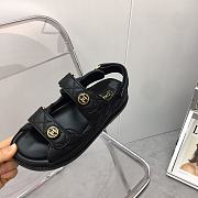 Chanel Grained Calfskin Velcro Dad Sandals Black  - 5