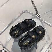 Chanel Grained Calfskin Velcro Dad Sandals Black  - 4