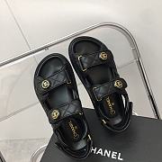 Chanel Grained Calfskin Velcro Dad Sandals Black  - 3