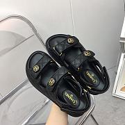 Chanel Grained Calfskin Velcro Dad Sandals Black  - 2