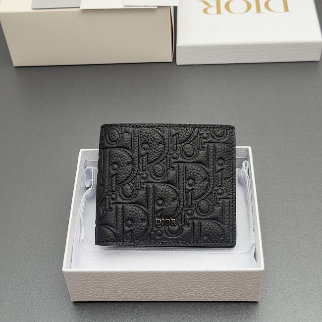 Dior Wallet with Coin Pocket Gray Dior Gravity Leather Size 11.5x9.5x3cm - 1