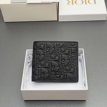Dior Wallet with Coin Pocket Gray Dior Gravity Leather Size 11.5x9.5x3cm