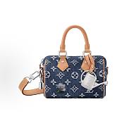 LV Speedy 18 Bandoulière Blue Monogram Flowers Denim M27557 Size 18 x 12 x 10 cm - 1