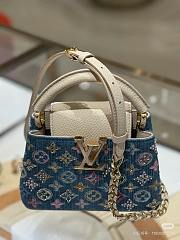 LV Capucines Mini Denim Blue/Cream M12947 Size 21 x 13.6 x 8 cm - 4