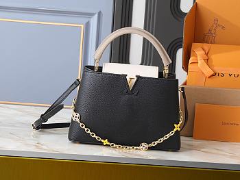 LV Capucines MM Galet Black/Cream/Gray M25386 Size 31 x 20 x 11 cm