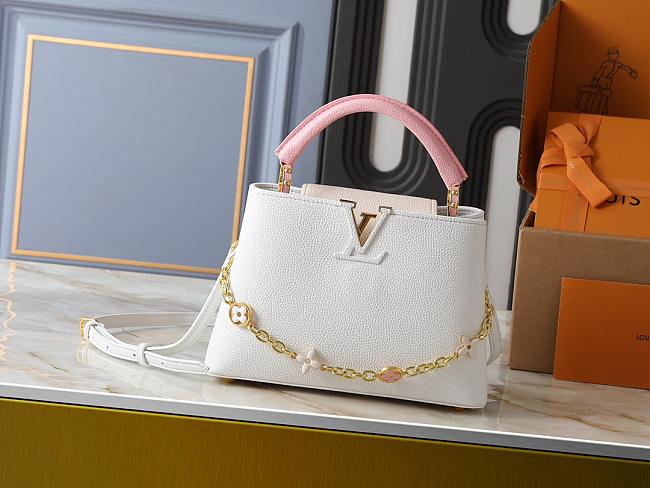 LV Capucines BB Bag M11343 Snow White/Quartz White/Jasmine Pink Size 27 x 17.3 x 9 cm - 1
