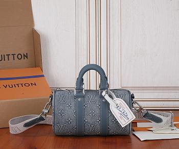 LV Monogram Washed Denim Keepall Bandouliere 25 Size 25x15x11CM