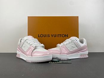 Louis Vuitton LV Trainer White Light Pink Embossed 1ABOEK