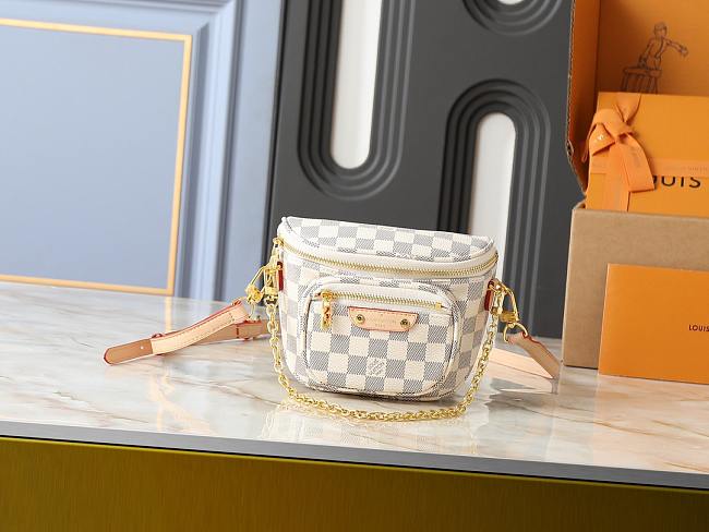 LV Mini Bumbag Damier Azur Canvas N00130 Size 17 x 12 x 9.5 cm - 1