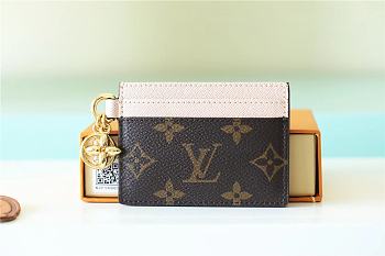 Louis Vuitton Monogram LV Charms Card Holder Rose Ballerine Size 11x7x0.5cm