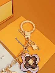 LV Brass Monogram Blooming Flowers Bag Charm Key Holder - 3