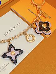 LV Brass Monogram Blooming Flowers Bag Charm Key Holder - 2