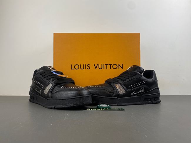 LV Trainer Black Calf Leather Men's 1ADDCH - 1