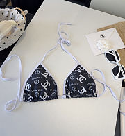 CC Oblique Print Monokini Swimsuit Black and White - 5