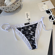 CC Oblique Print Monokini Swimsuit Black and White - 4