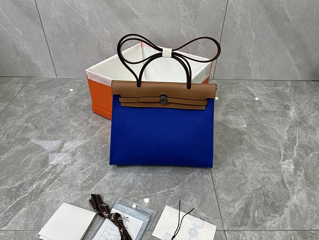 Hermès Herbag 31 - Bleu France Gold Size 25x31x10cm - 1