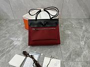Hermes Military Toile Vache Hunter Herbag Zip Retourne 31 PM Rouge H Ebene Size 25x31x10cm - 4