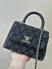 Chanel Washed Denim Quilted Coco Handle Clutch With Chain Blue Size 14.5x11.5x5.5cm - 1