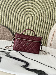 Chanel Caviar Quilted Top Handle Slim Vanity With Chain Burgundy Size 19cm - 1