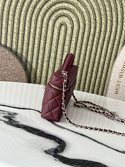 Chanel Caviar Quilted Top Handle Slim Vanity With Chain Burgundy Size 19cm - 6