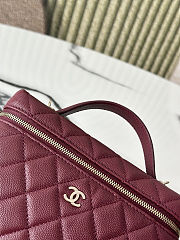 Chanel Caviar Quilted Top Handle Slim Vanity With Chain Burgundy Size 19cm - 4