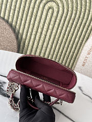 Chanel Caviar Quilted Top Handle Slim Vanity With Chain Burgundy Size 19cm - 3