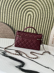 Chanel Caviar Quilted Top Handle Slim Vanity With Chain Burgundy Size 19cm - 2