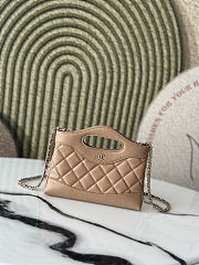 Chanel Shiny Crumpled Calfskin Quilted Nano 31 Shopping Bag Beige Size 17.5x20x5cm - 1