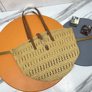 Saint Laurent Panier Medium Raffia ‘Beige’ Size 55x31x28cm