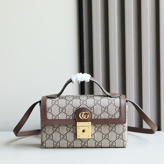 Gucci Ophidia mini top handle bag in beige and ebony Supreme Size 18.5x11x5cm - 1