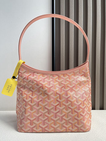 Goyard Goyardine Powder Pink Boheme Hobo Bag Palladium Hardware Size 26×11×22cm