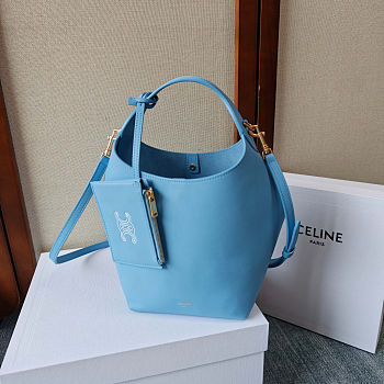 CELINE SMALL HOBO IN SUPPLE SMOOTH CALFSKIN SKY BLUE Size 18x31x6 cm