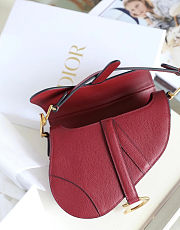 Dior Saddle Bag with Strap Cherry Red Grained Calfskin M0455CBAA_M323 - 2