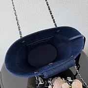 Chanel Small Coco Beach Shopping Tote Bag Bag Beige Raffia and Dark Blue Denim Light Gold Hardware - 3