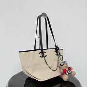 Chanel Voorjaar Zomer 2026 Small shopping bag Canvas, kalfsleer & goudkleurig metaal Ecru & zwart - 3