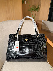 Chanel Small Cerf Shopping Bag Black Croc Embossed Calfskin Size 42×30×13cm - 1