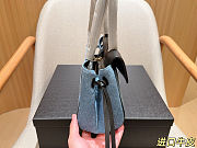 Chanel Calfskin Denim Stitched Urban Essentials Small Shopping Bag Blue Black Size 30×17×11cm - 6