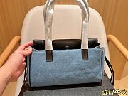 Chanel Calfskin Denim Stitched Urban Essentials Small Shopping Bag Blue Black Size 30×17×11cm - 4