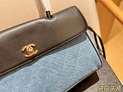 Chanel Calfskin Denim Stitched Urban Essentials Small Shopping Bag Blue Black Size 30×17×11cm - 2