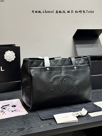 Chanel Caviar Large Executive Cerf Shopper Tote Black Size 40x32cm