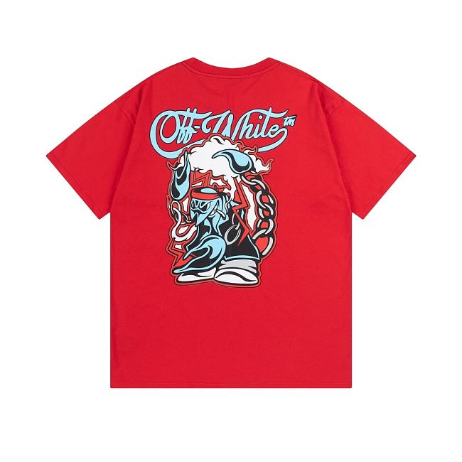 Off-White Red T-shirt with a free cut Scorpio - 1