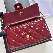 Chanel Red Quilted Patent Leather CC Brilliant Wallet Size 18x10.5x3.5cm - 6