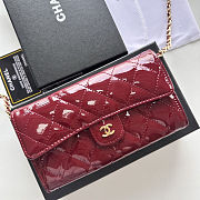 Chanel Red Quilted Patent Leather CC Brilliant Wallet Size 18x10.5x3.5cm - 4