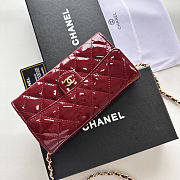 Chanel Red Quilted Patent Leather CC Brilliant Wallet Size 18x10.5x3.5cm - 5