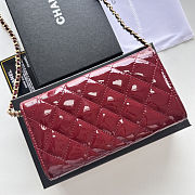 Chanel Red Quilted Patent Leather CC Brilliant Wallet Size 18x10.5x3.5cm - 3