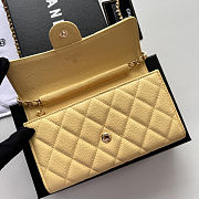 Chanel Caviar Quilted Medium Flap Wallet Light Yellow Size 18x10.5x3.5cm - 4