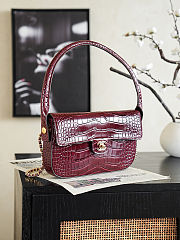 Chanel Crocodile Embossed Calfskin & Gold-Tone Metal Burgundy - 4
