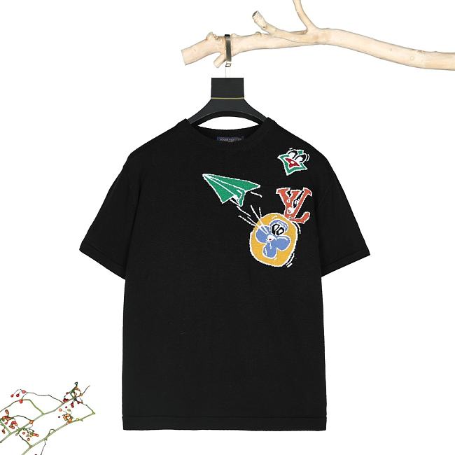 Louis Vuitton Monogram Comics Intarsia Short-Sleeved Black - 1