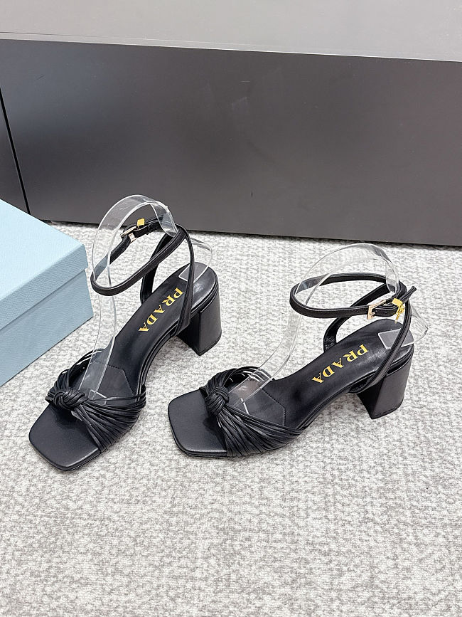 Prada Leather Heeled Sandals Black - 1