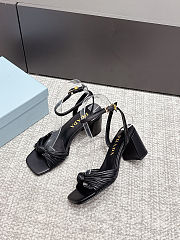 Prada Leather Heeled Sandals Black - 6